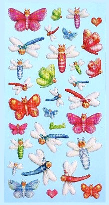 Softy Stickers bunt, Schmetterlinge und Lybellen